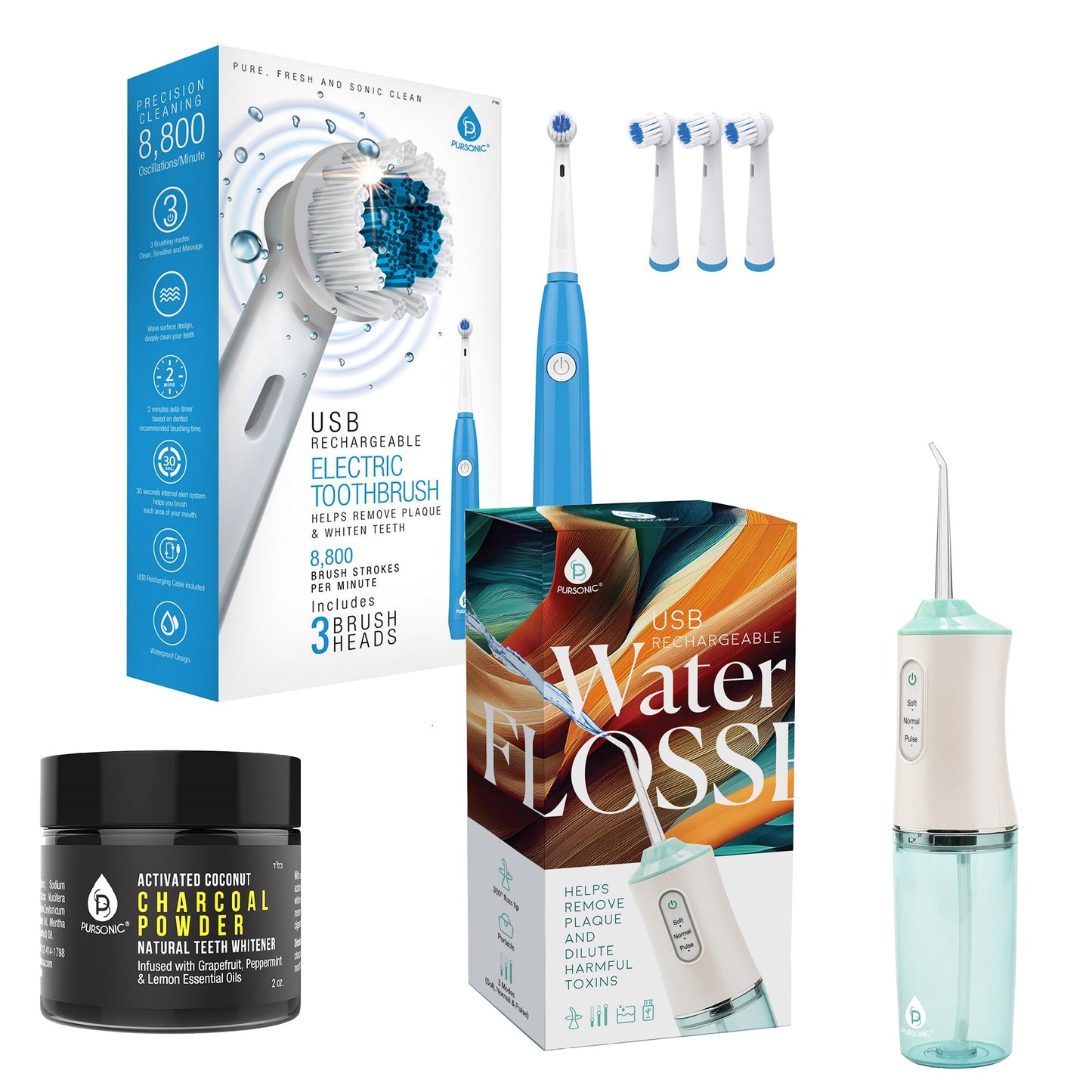 Complete Dental Care Power Pack - Electric Toothbrush, Water Flosser & Whitening Powder-0