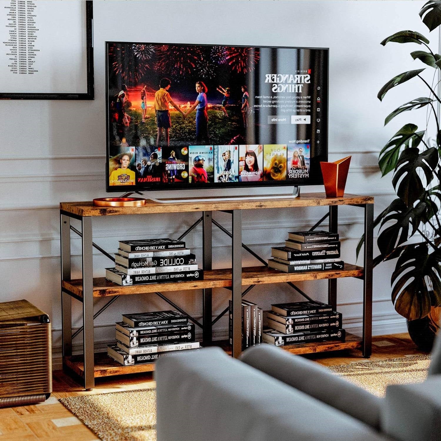 Industrial Farmhouse Metal Wood TV Stand for TV up to 65-inch-0