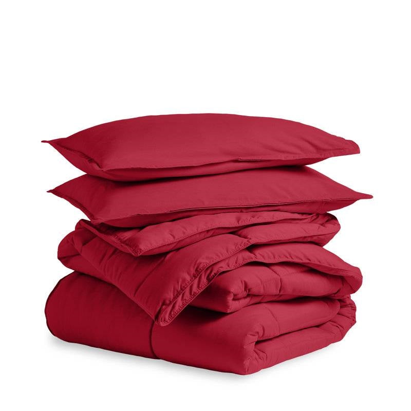 Twin/Twin XL Size All Season Super Soft Down Alternative Comforter Set Red-1