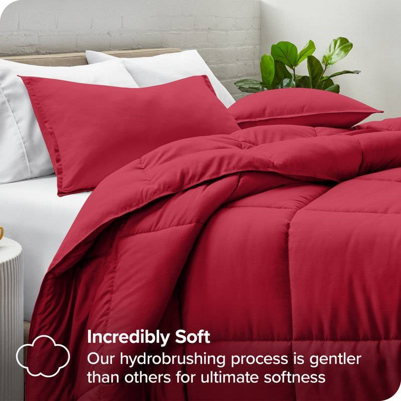 Twin/Twin XL Size All Season Super Soft Down Alternative Comforter Set Red-2