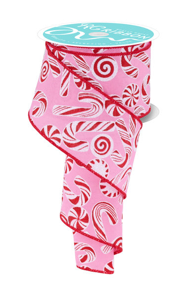2.5"X10YD GLITTER CANDY/CANDY CANE PINK/WHITE/RED-0