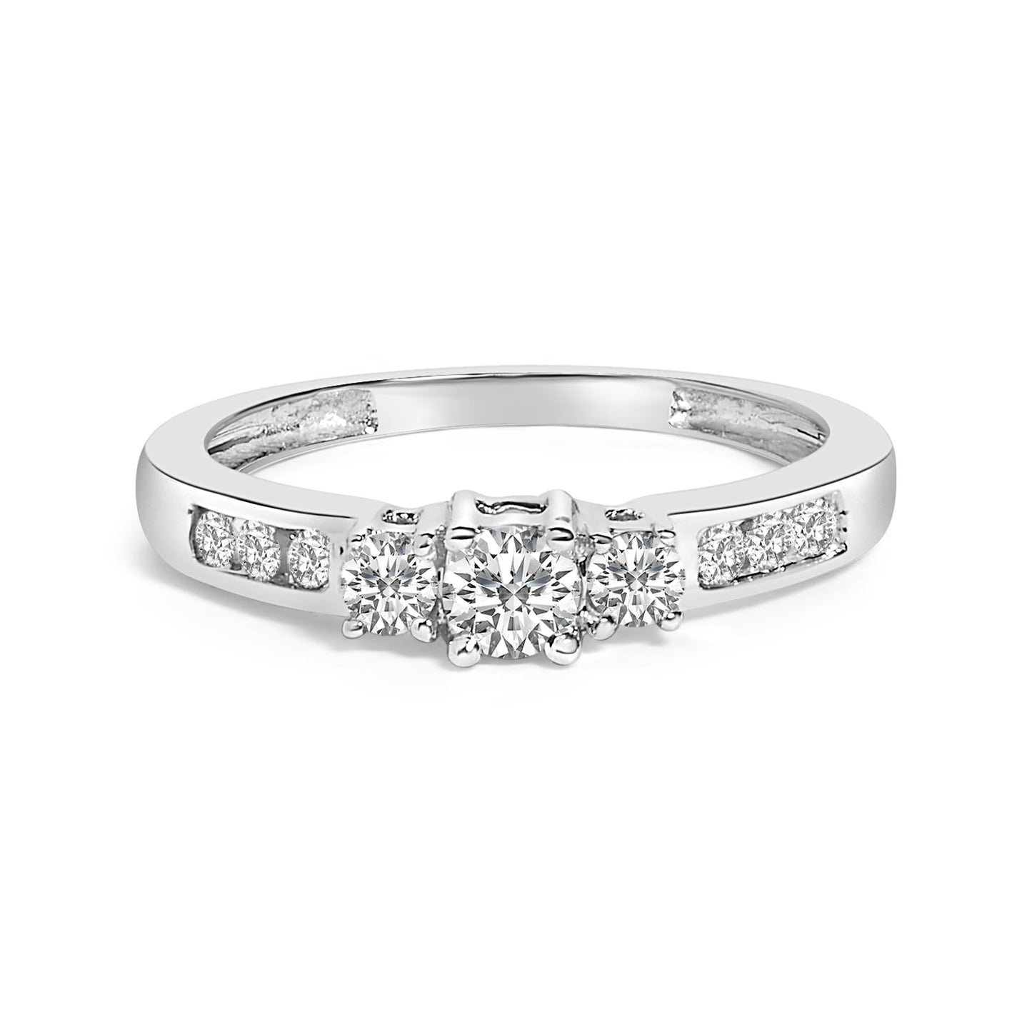 10K Gold 1/2 Cttw Diamond Three Stone Ring-1