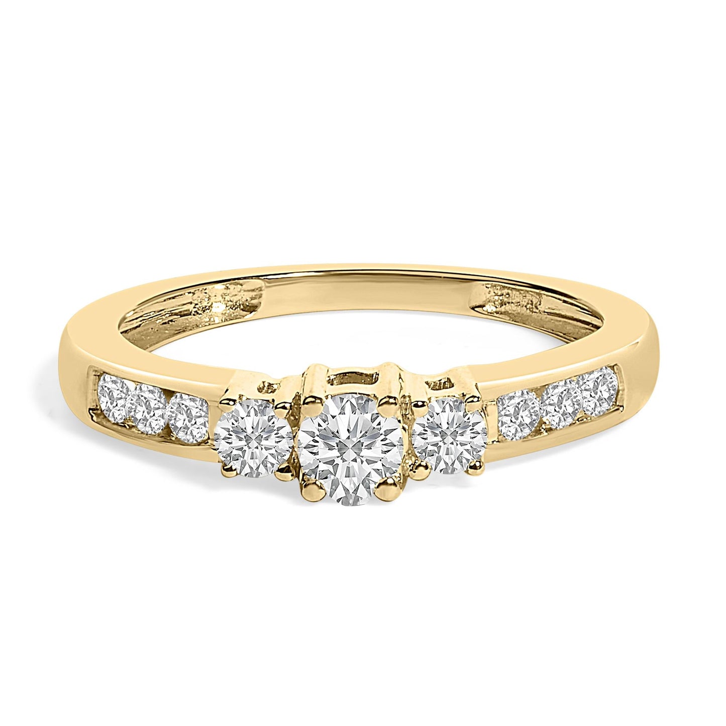 10K Gold 1/2 Cttw Diamond Three Stone Ring-0