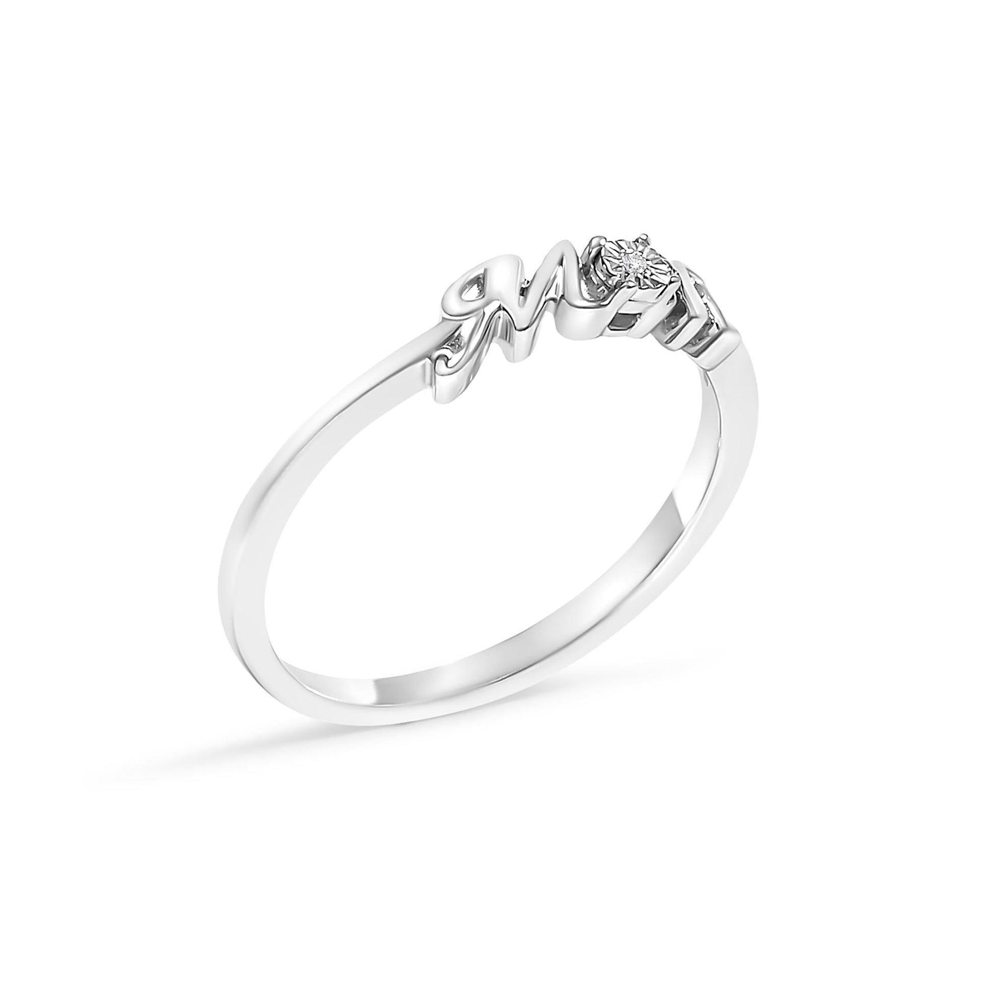 .925 Sterling Silver Diamond Accent "MOM"  Ring (J-K Color, I2-I3 Clarity)-3