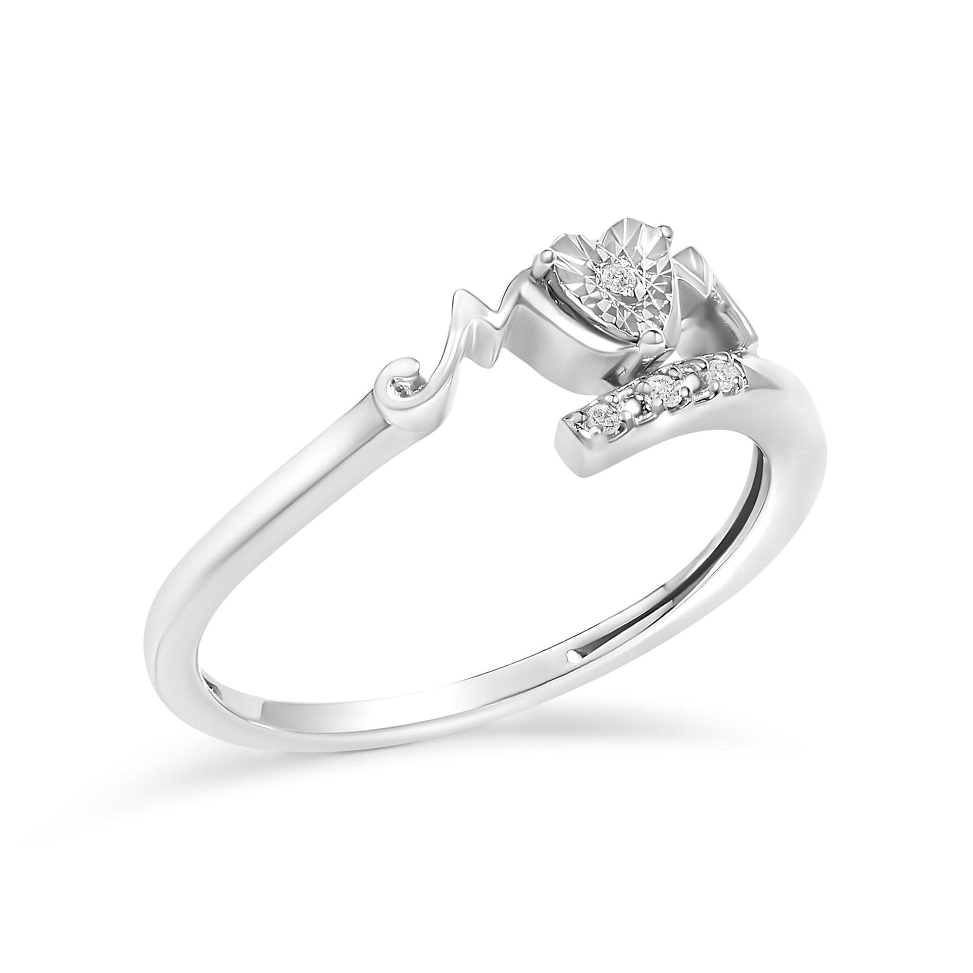 .925 Sterling Silver Diamond Accent "MOM" Heart Ring (J-K Color, I2-I3 Clarity)-3