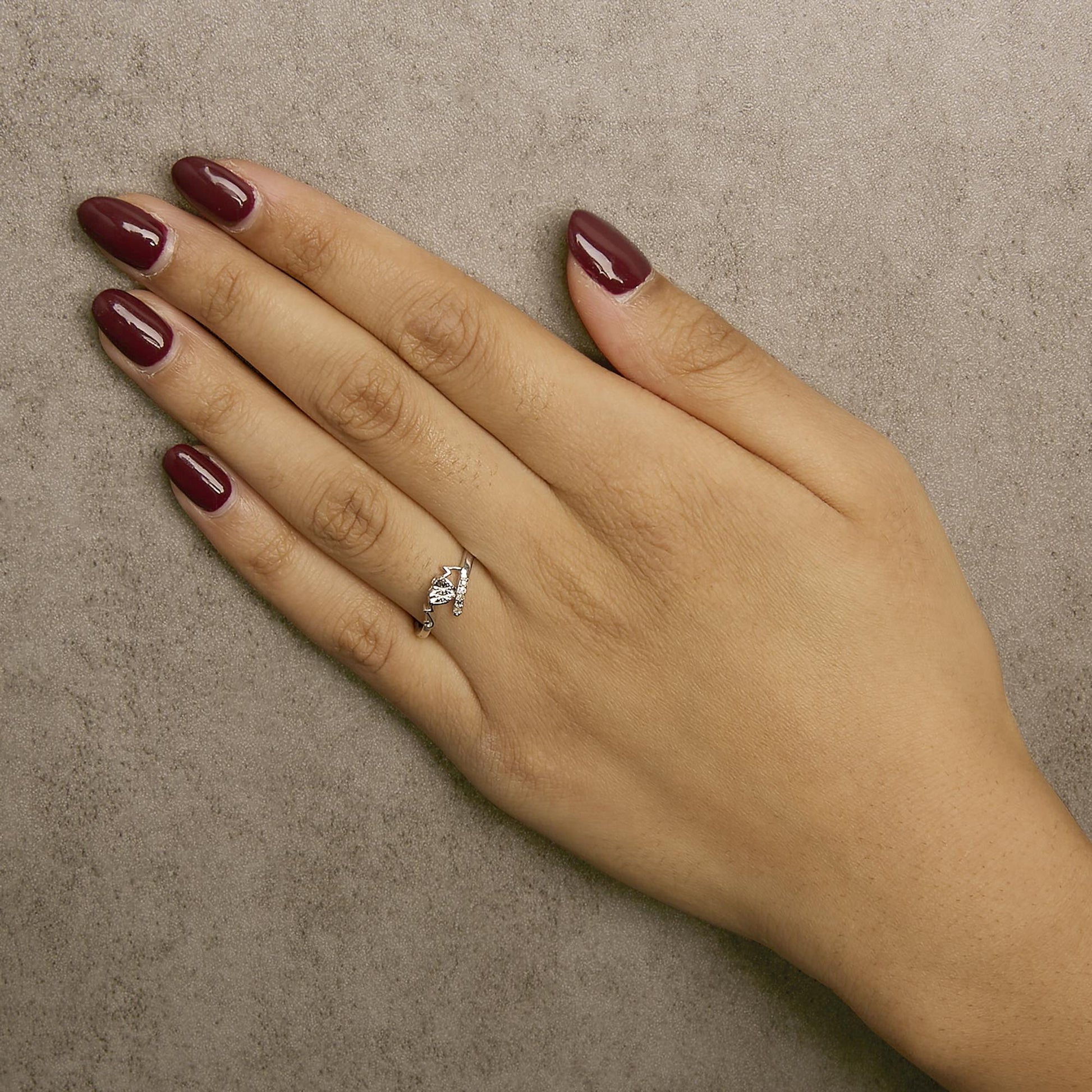 .925 Sterling Silver Diamond Accent "MOM" Heart Ring (J-K Color, I2-I3 Clarity)-2