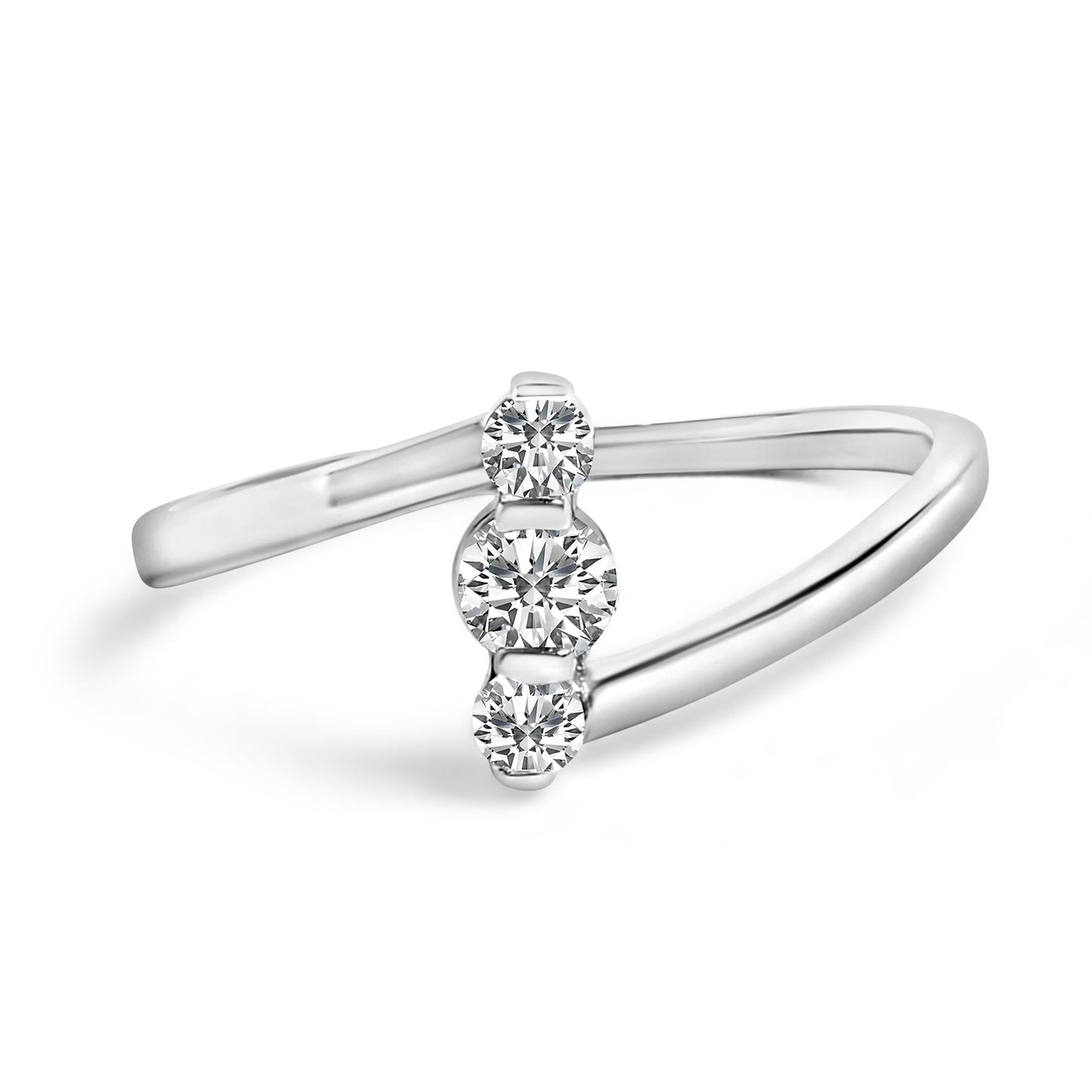 10K Gold 1/4 Cttw Lab Grown Diamond Vertical Three Stone Ring-1