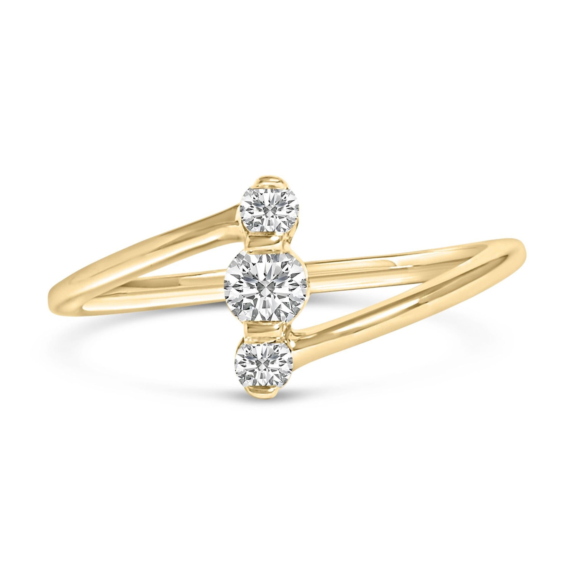 10K Gold 1/4 Cttw Lab Grown Diamond Vertical Three Stone Ring-0