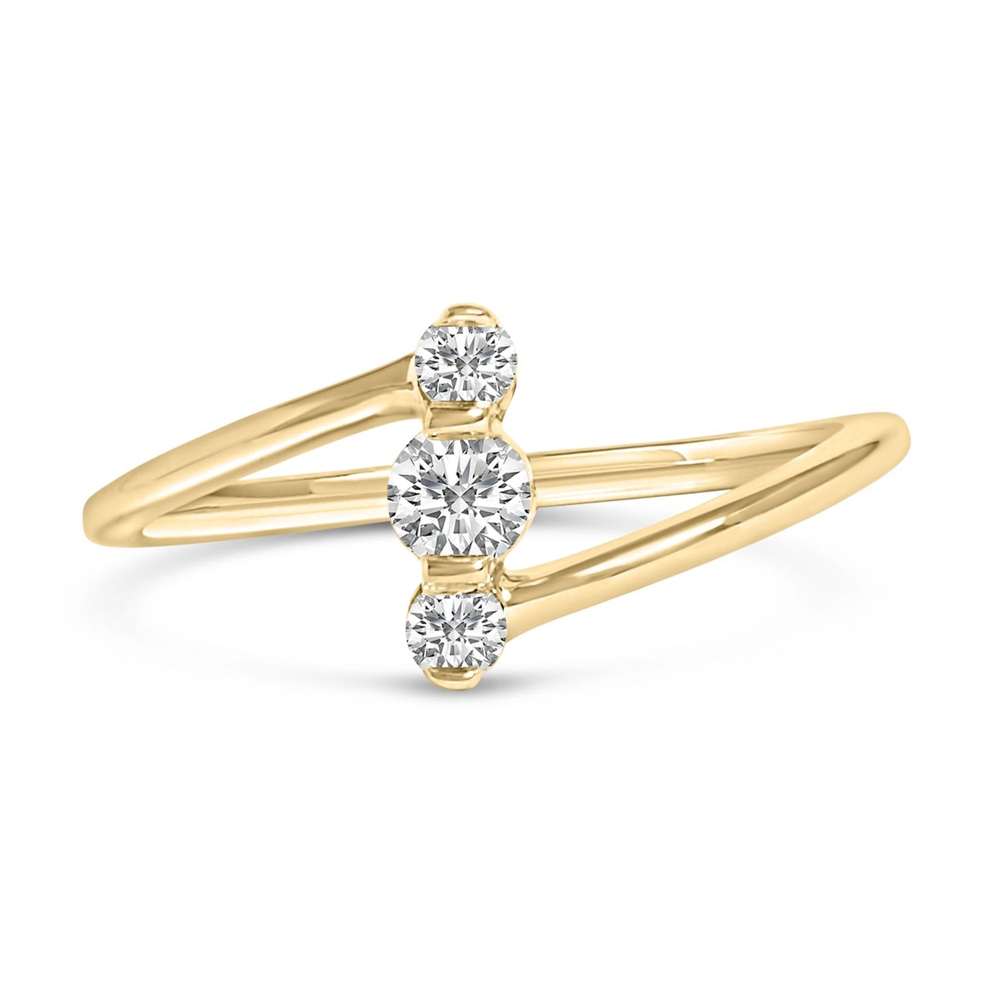 10K Gold 1/4 Cttw Lab Grown Diamond Vertical Three Stone Ring-0