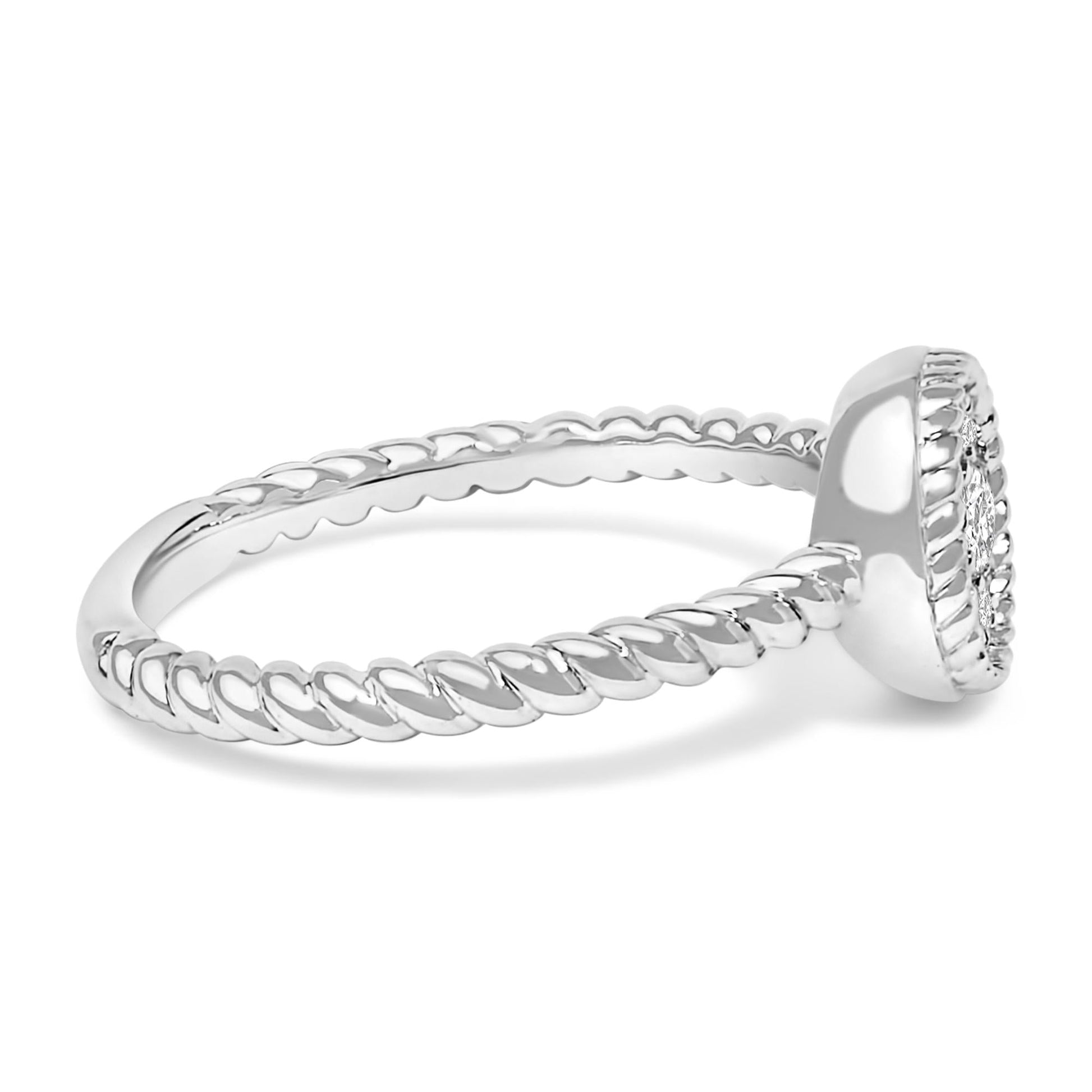 Sterling Silver 1/4 Cttw Diamond Floral Round Braided Ring-1