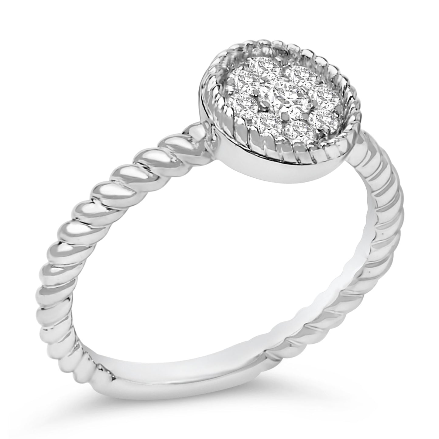 Sterling Silver 1/4 Cttw Diamond Floral Round Braided Ring-3