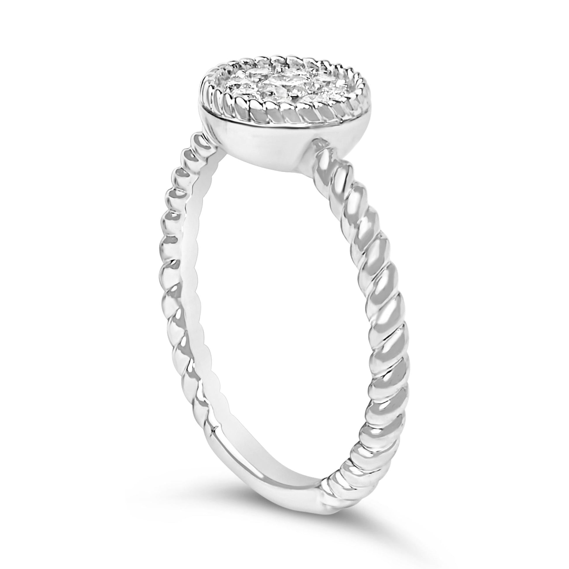 Sterling Silver 1/4 Cttw Diamond Floral Round Braided Ring-4