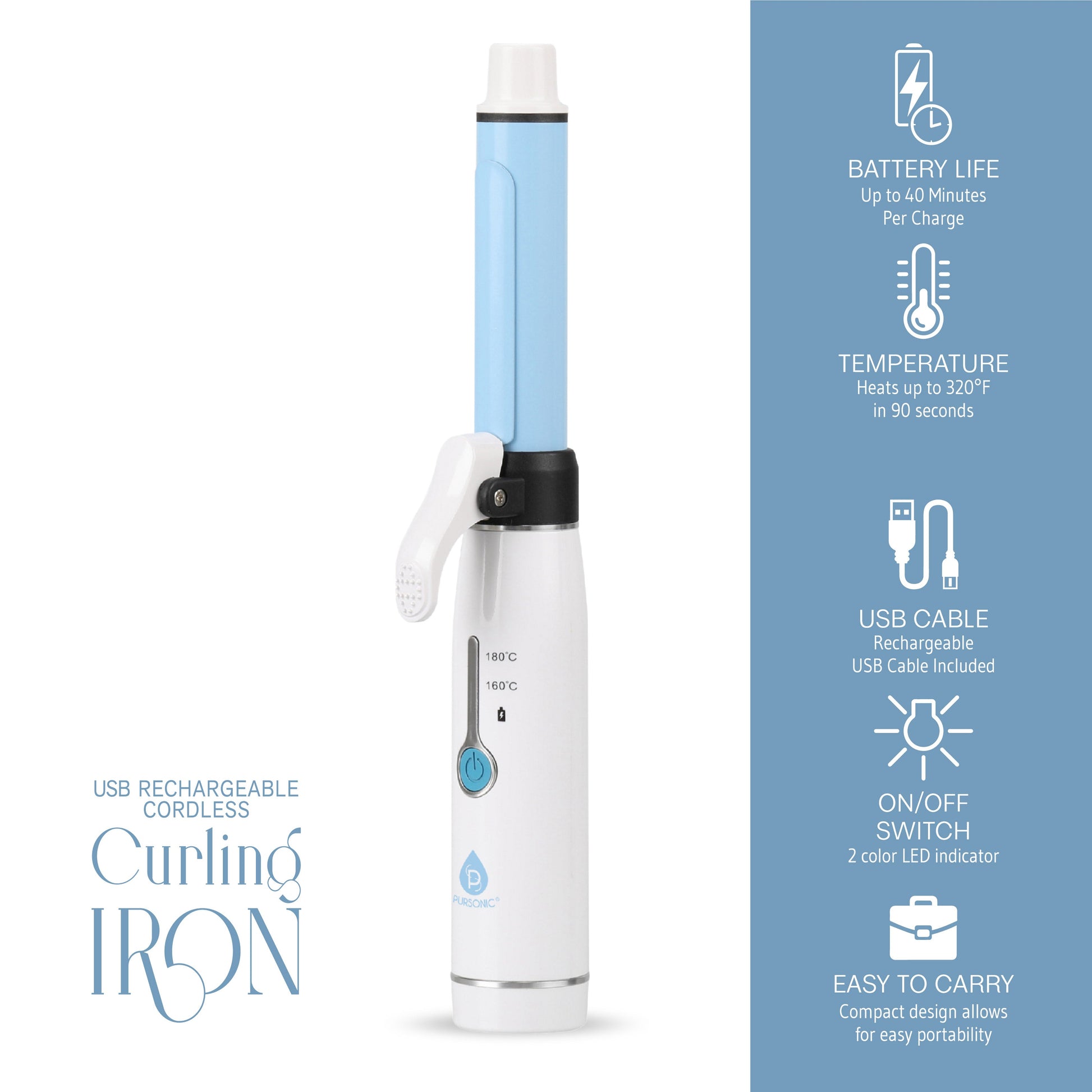 USB Rechargeable Cordless Curling Iron-1
