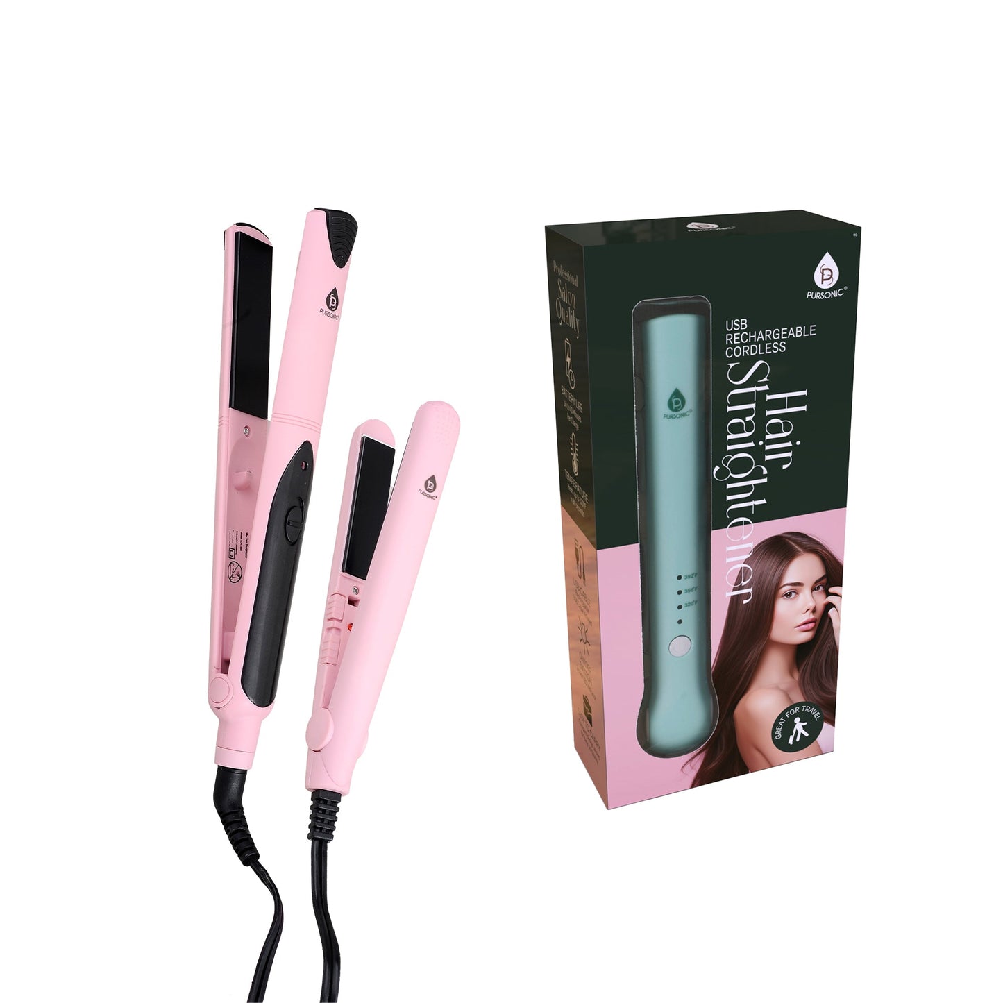Pursonic Complete Set: USB Rechargeable & Flat Iron Duo-0