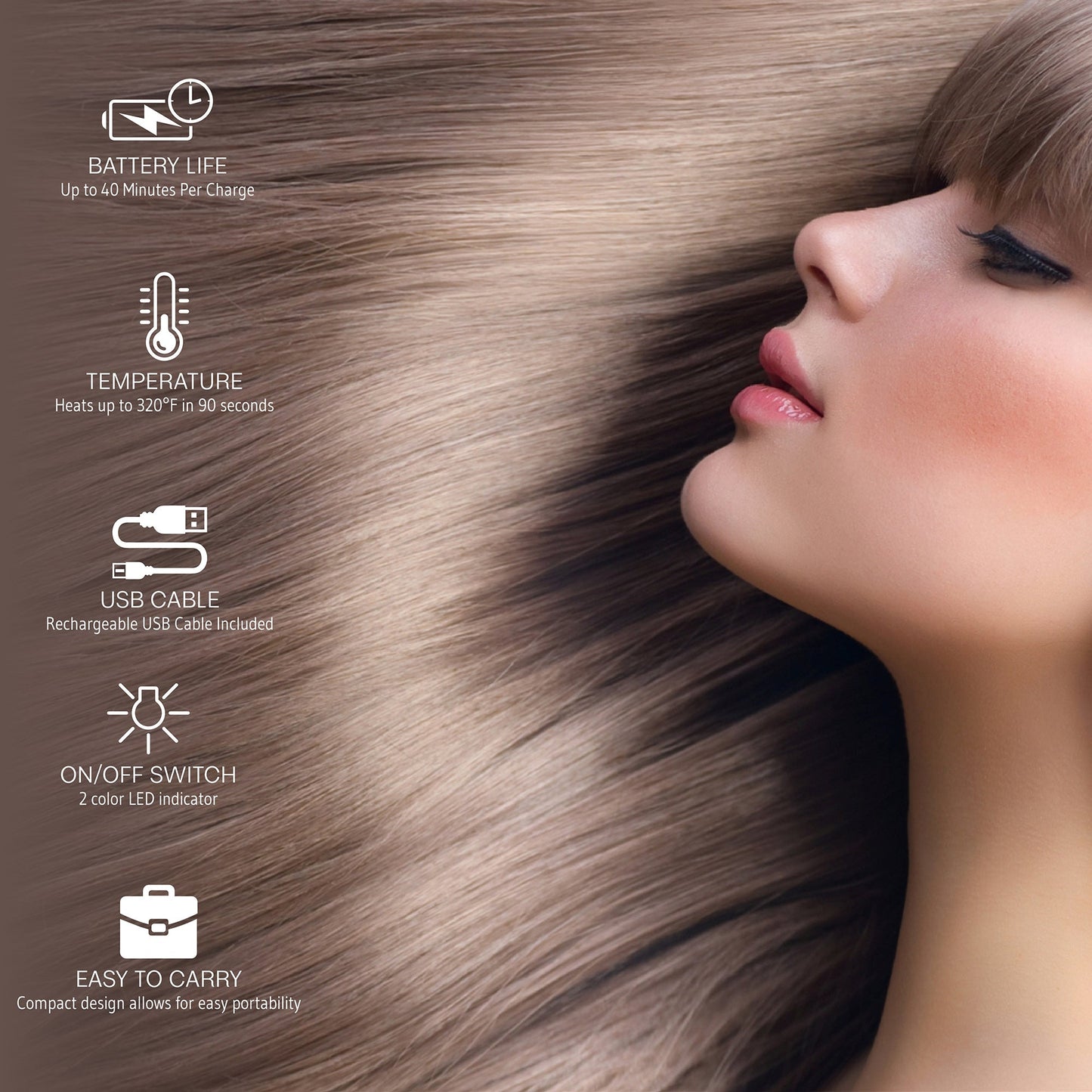 USB Rechargeable Cordless Hair Straightener-1