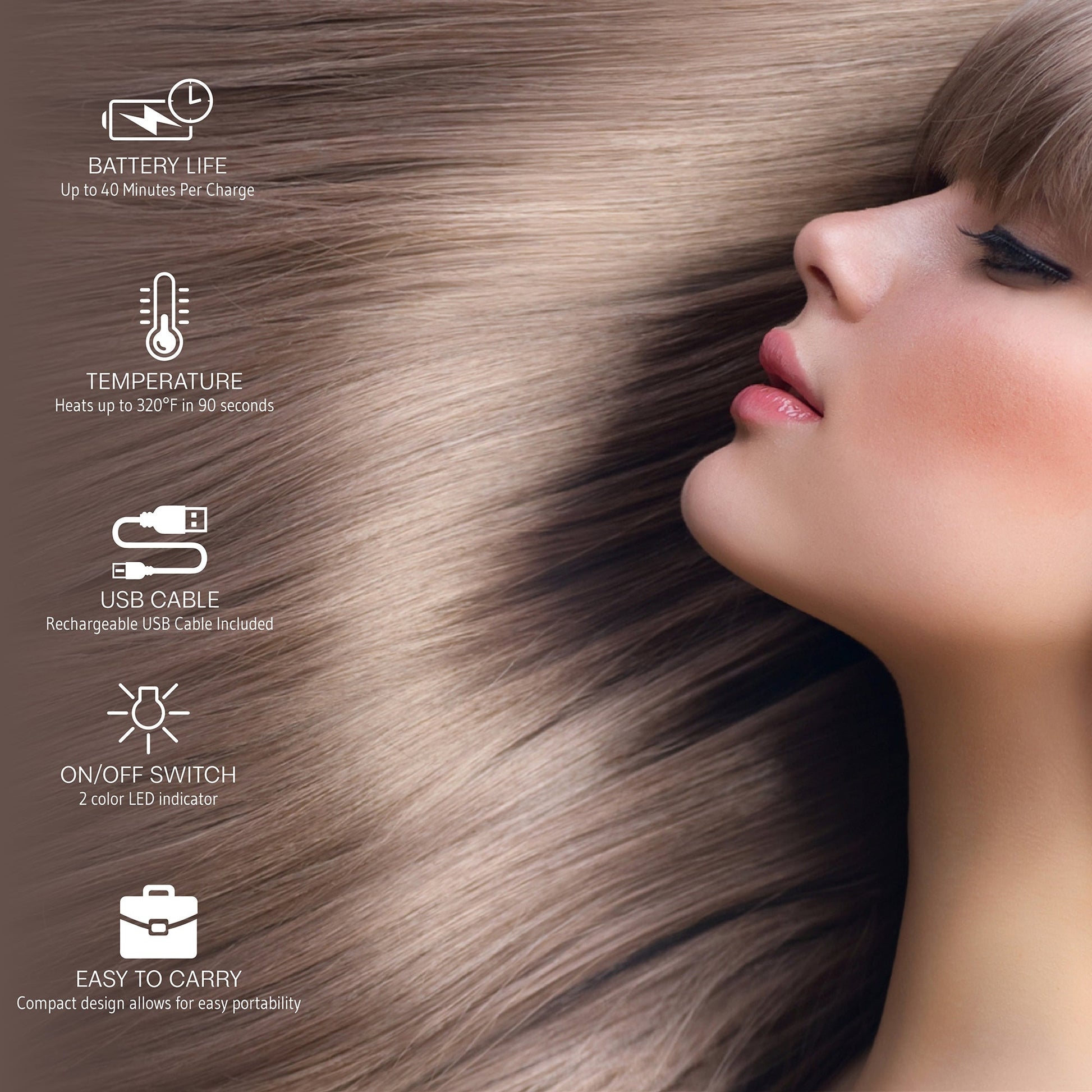 USB Rechargeable Cordless Hair Straightener-1