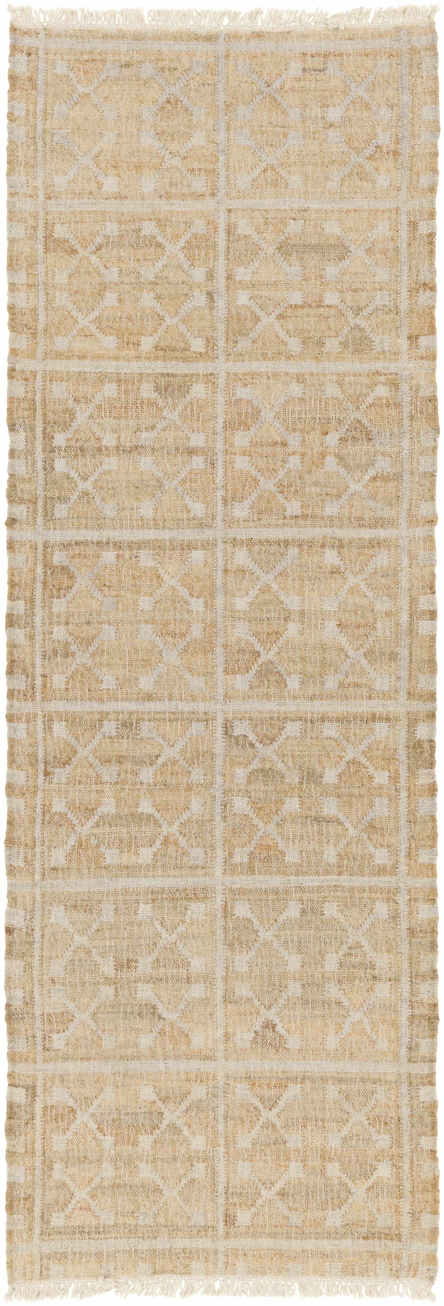 Rice Handcrafted Fringed Jute Carpet-5