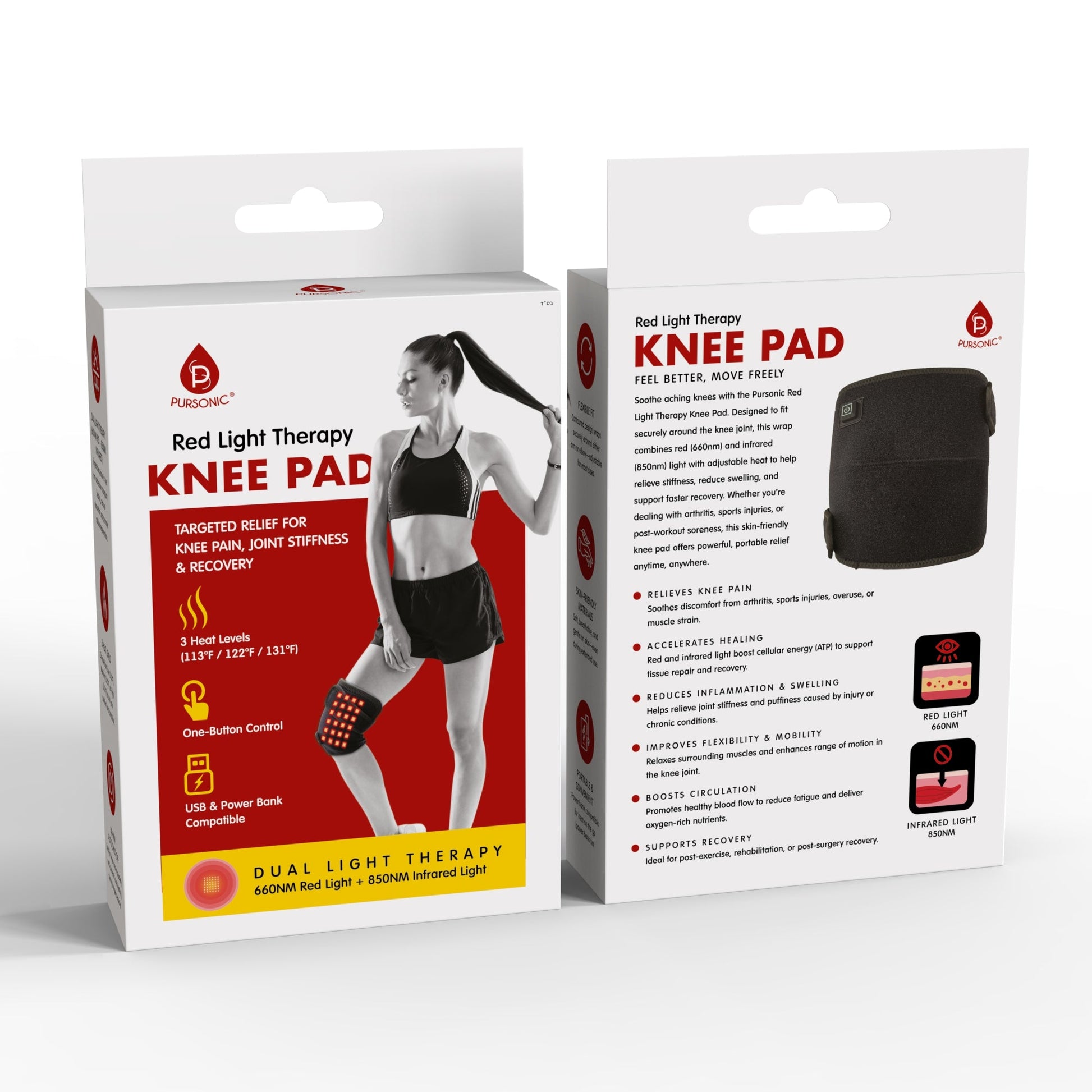 Pursonic Red Light Therapy Knee Pad – Targeted Relief for Knee Pain, Stiffness & Recovery-3