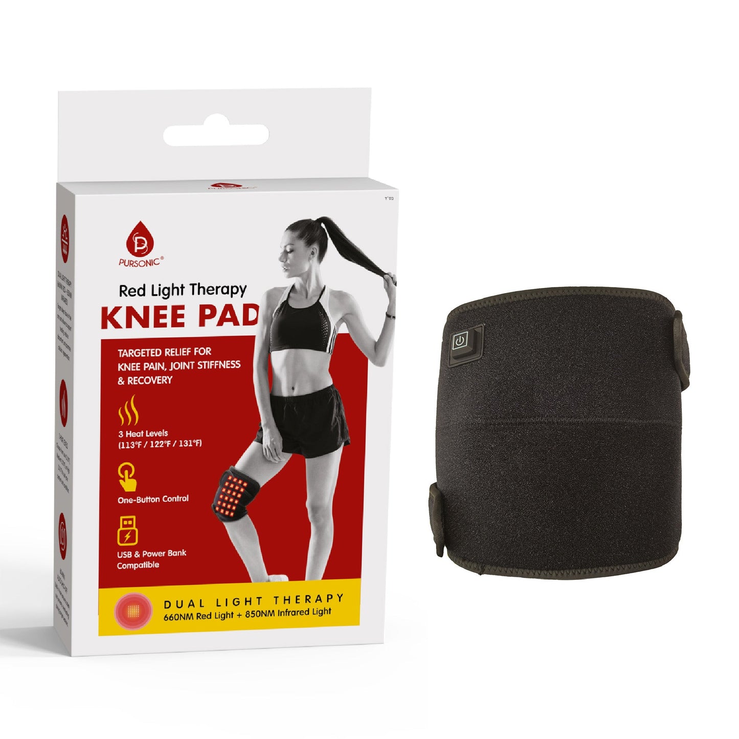 Pursonic Red Light Therapy Knee Pad – Targeted Relief for Knee Pain, Stiffness & Recovery-0