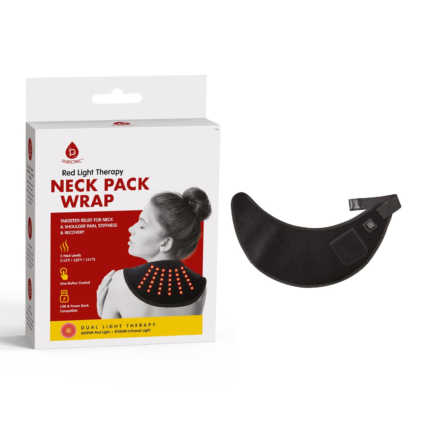 Ultimate Recovery & Radiance: Pursonic Red Light Therapy Neck Wrap & 7-in-1 LED Face Mask-1