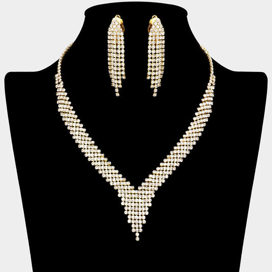 CZ Stone Paved Fringe Necklace