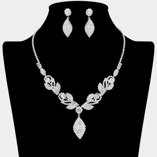 Rhinestone Paved Marquise Drop Necklace