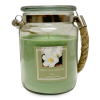Glass Candle with Rope Handle - Peach Tea