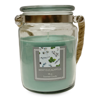 Glass Candle with Rope Handle - Peach Tea
