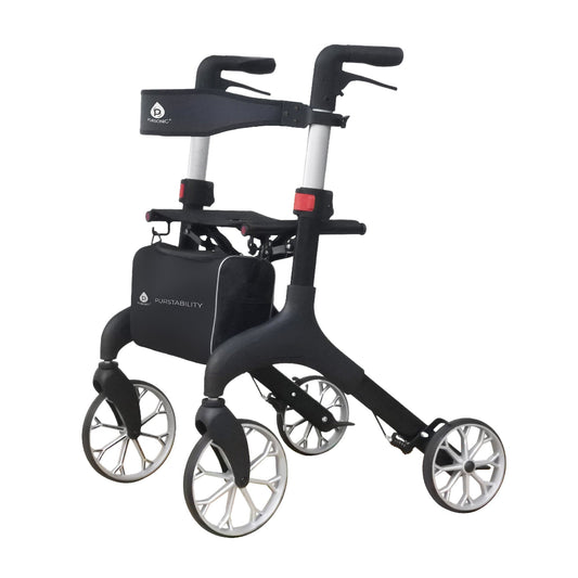 Foldable Wheeled Walker with Adjustable Height, 9-Inch Front and 8-Inch Rear Wheels, 300 lb Capacity-0