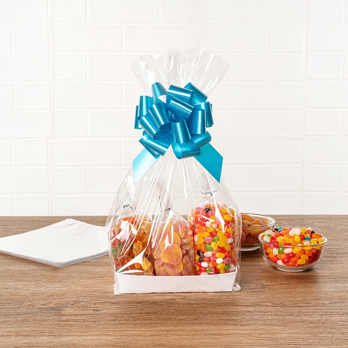 Bag Tek Clear Plastic Gift Basket Bag - Gusseted - 8" x 4" x 18" - 10 count box