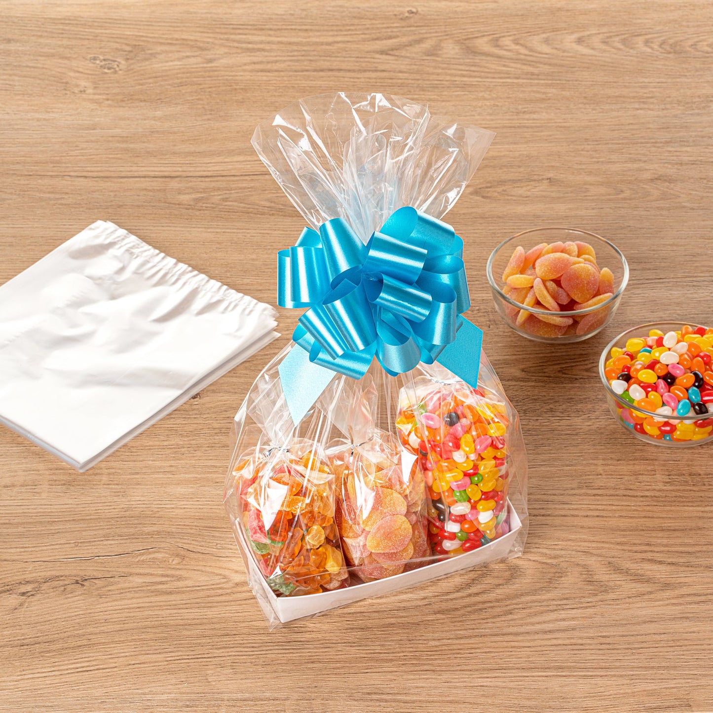Bag Tek Clear Plastic Gift Basket Bag - Gusseted - 8" x 4" x 18" - 10 count box