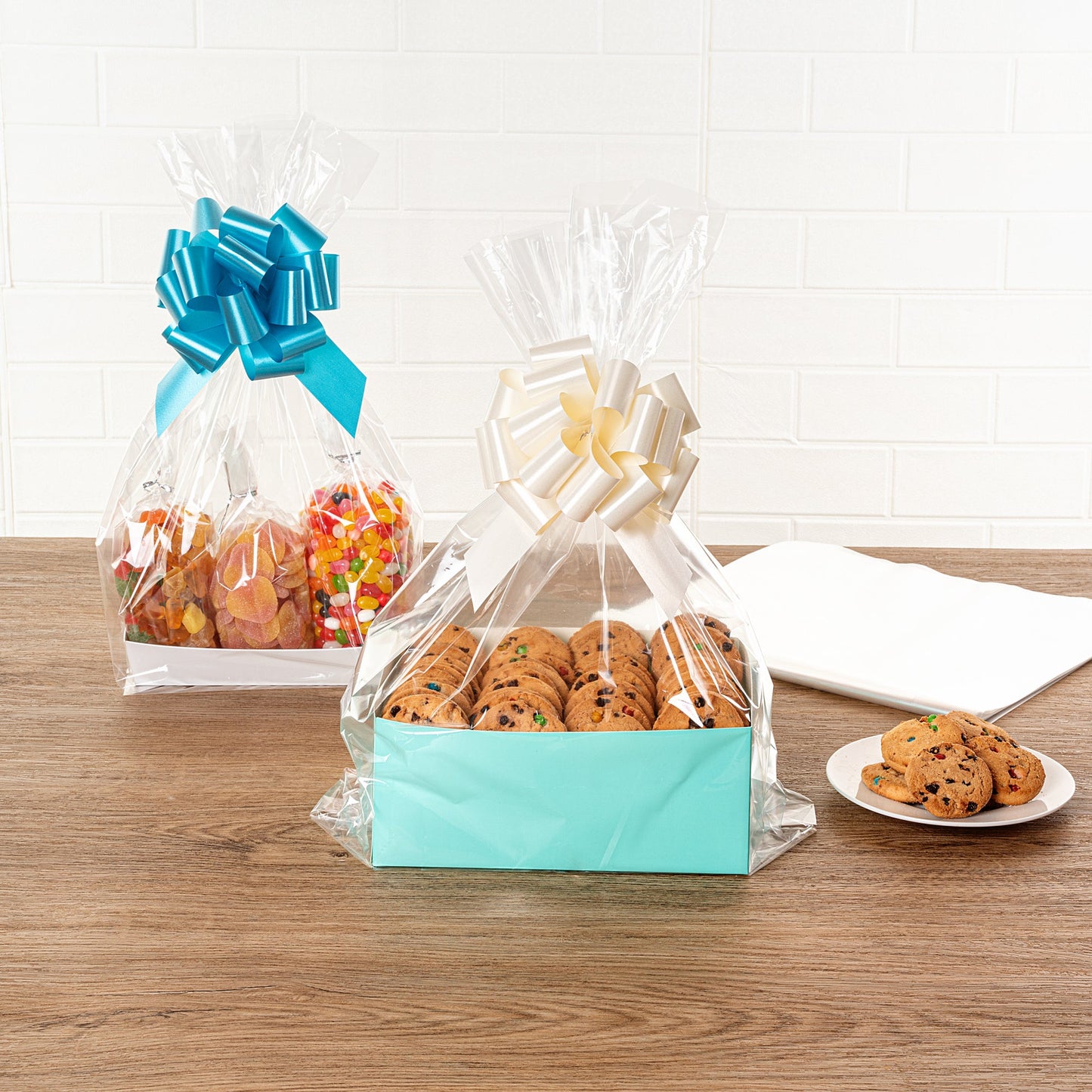 Bag Tek Clear Plastic Gift Basket Bag - Gusseted - 12" x 4" x 20" - 10 count box
