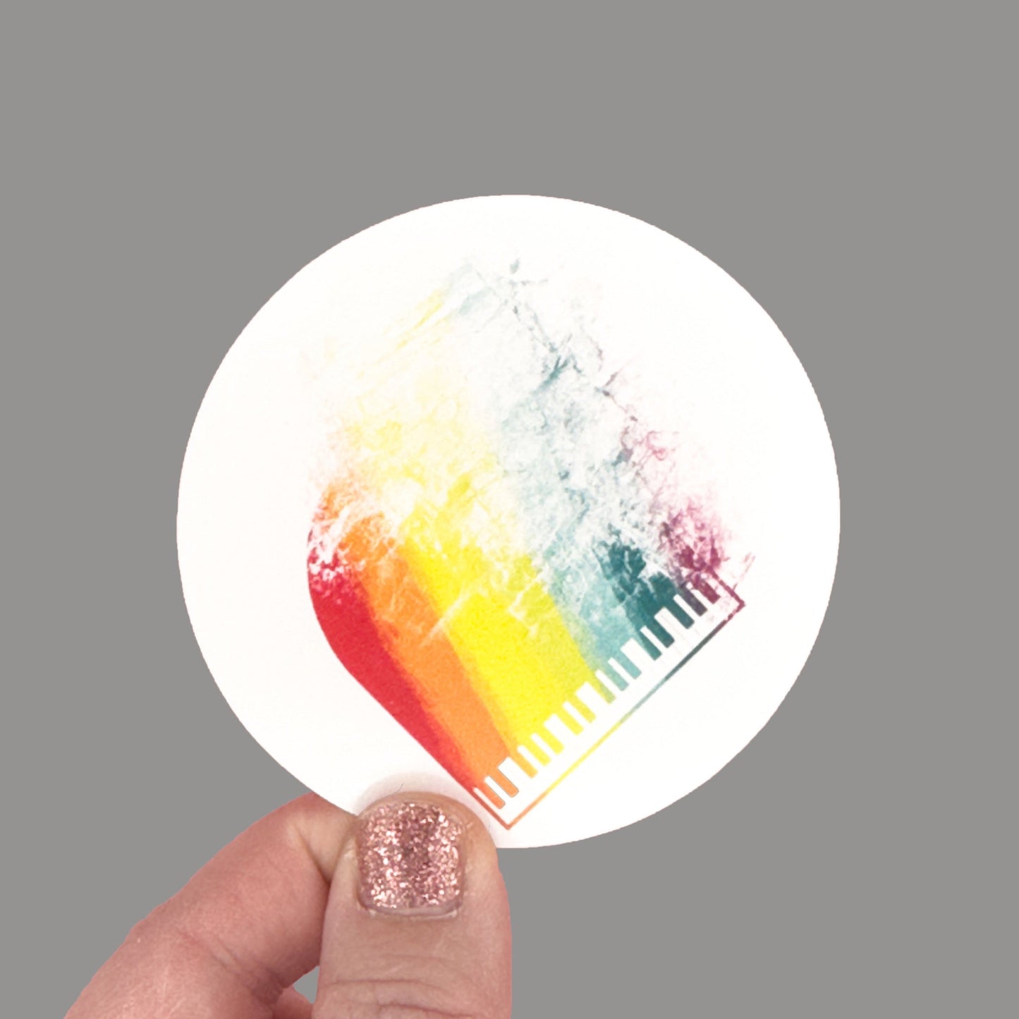 Hales Yeah Design Rainbow piano Sticker ~3" at Longest Edge