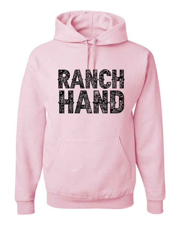 Ranch Hand Graphic Pink Hoodie Sweatshirt | Western Country Pullover Hoodie pink hoodie