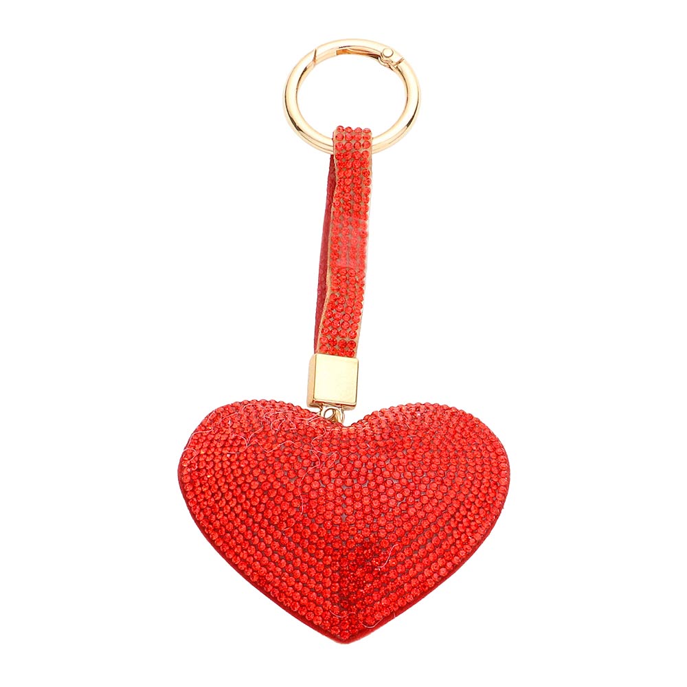 Bling Heart Bag Charm Key Chain