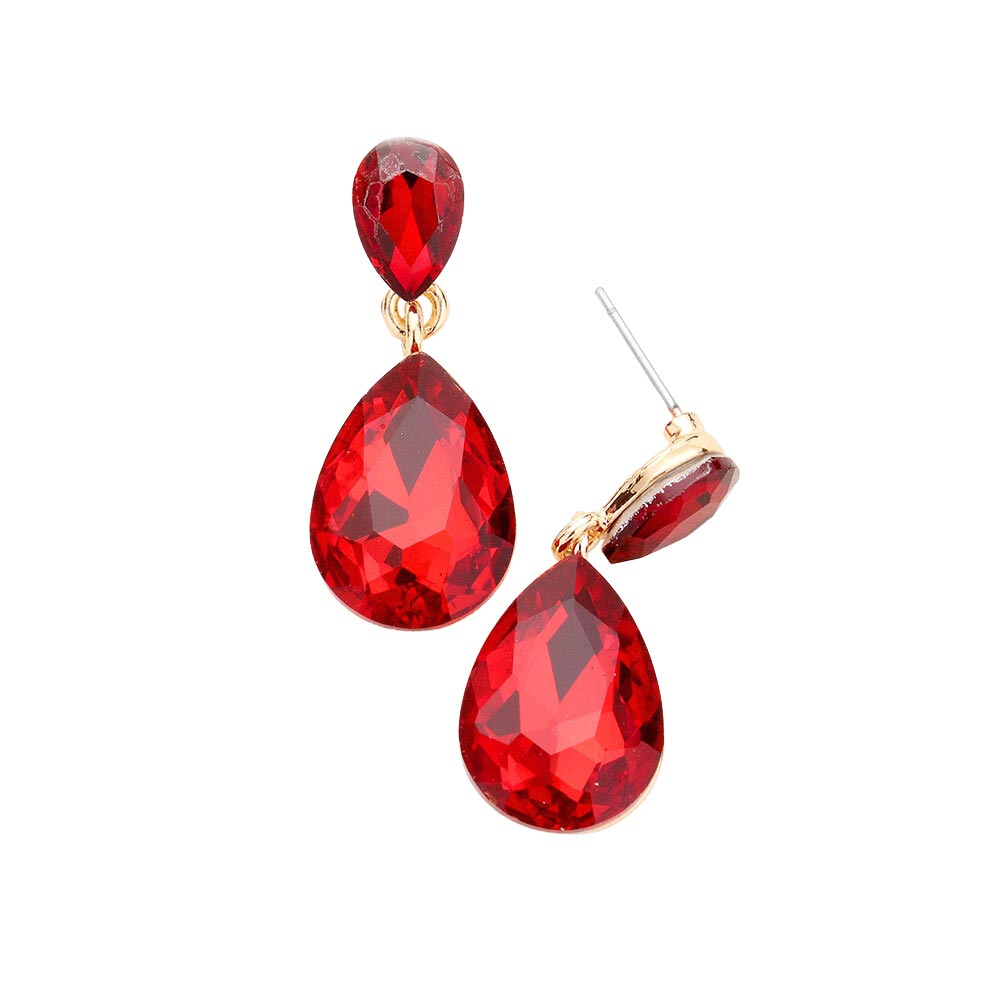 Glass Crystal Teardrop Dangle Earrings