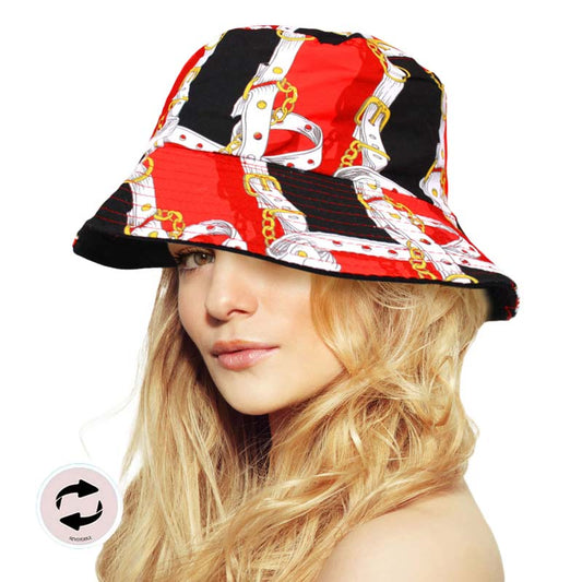 Reversible Chain Patterned Bucket Hat