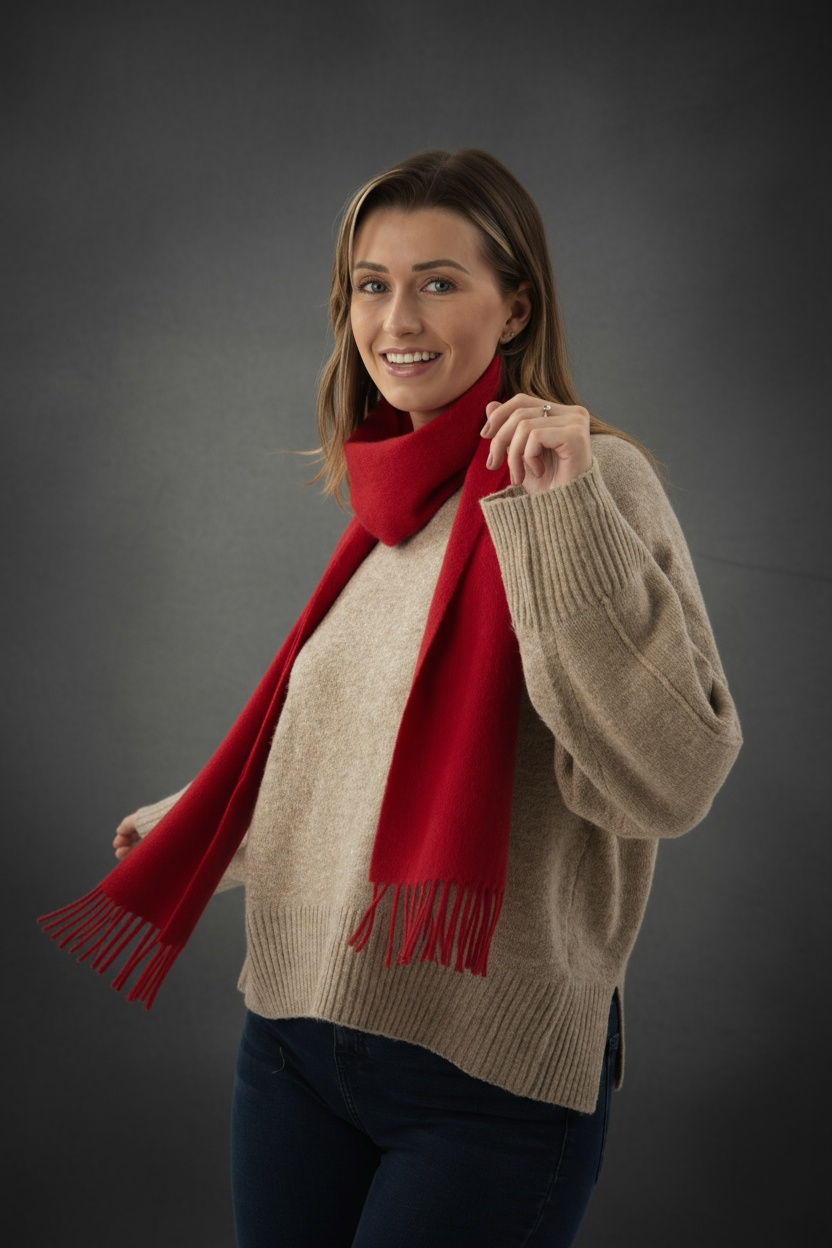 Red Cashmere Scarf-0