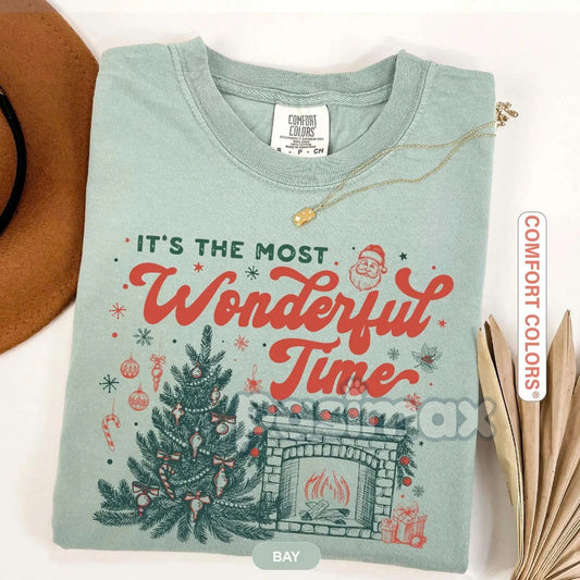 Retro Christmas T-Shirt – 'Most Wonderful Time' Holiday Tee, Vintage Christmas Shirt, Comfort Colors® Cozy Christmas Top
