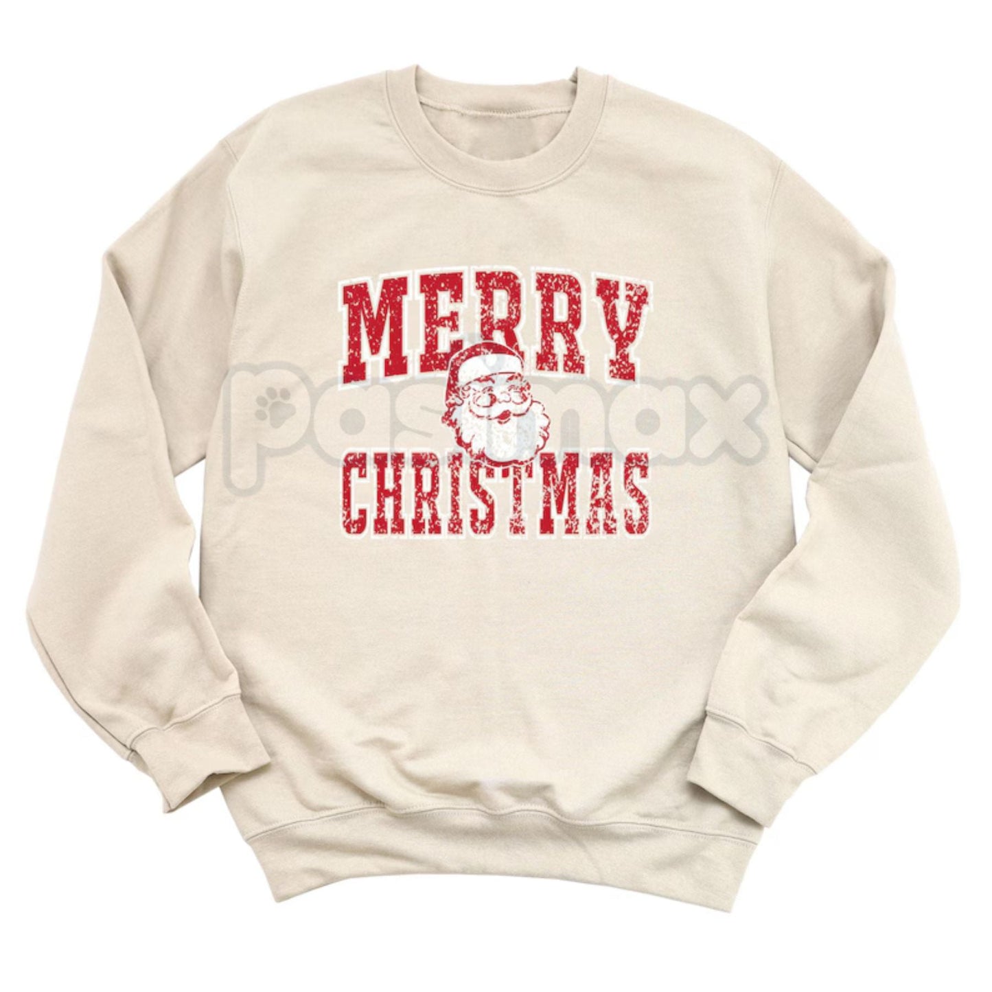 Retro Merry Christmas Santa Sweatshirt | Vintage Holiday Crewneck Jumper | Nostalgic Graphic Top
