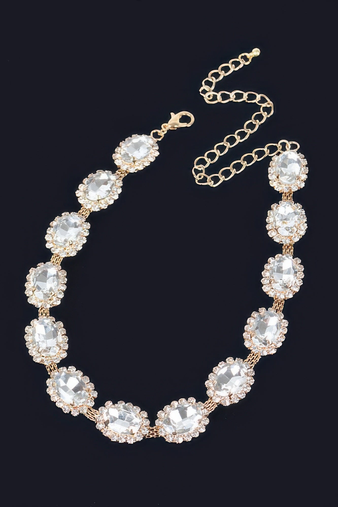 Rhinestone Oval Shape Necklace | Elegant BYMANYC ® New York Style-2