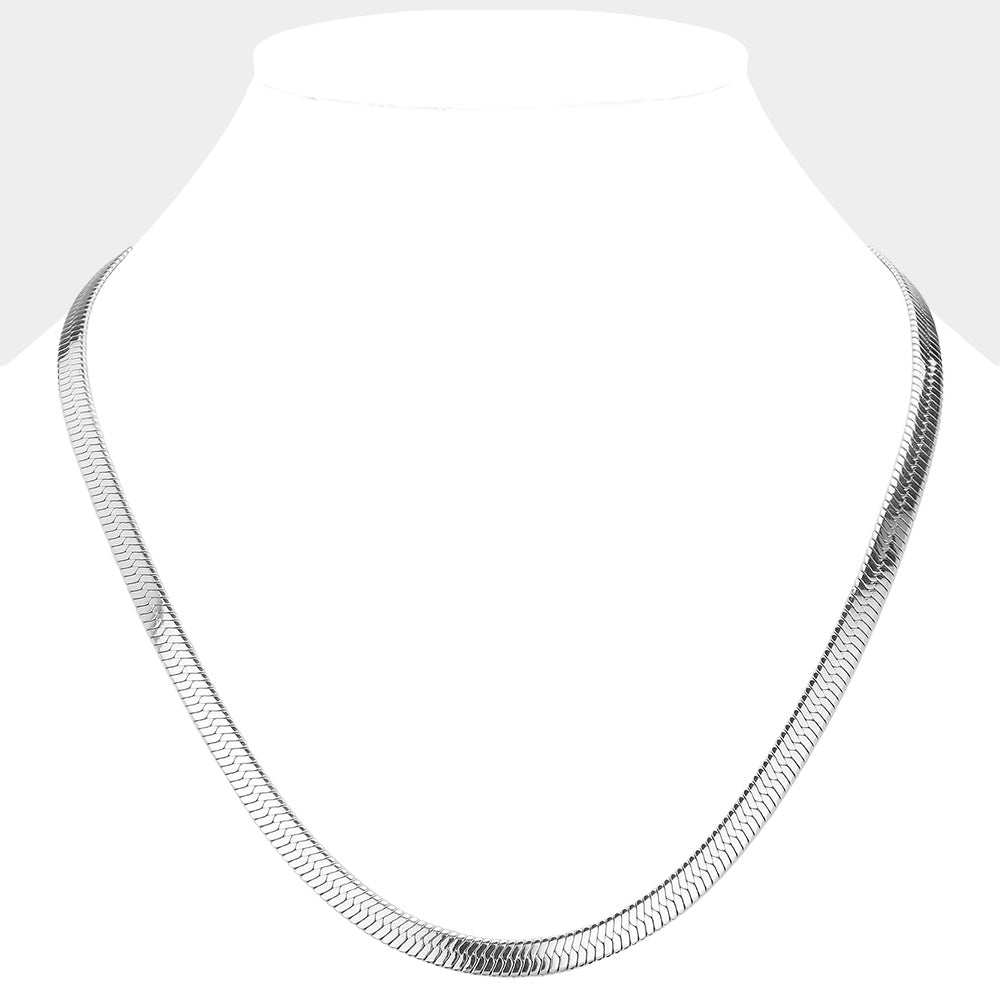 20 Inch, 6mm Stainless Steel Herringbone Chain Necklace