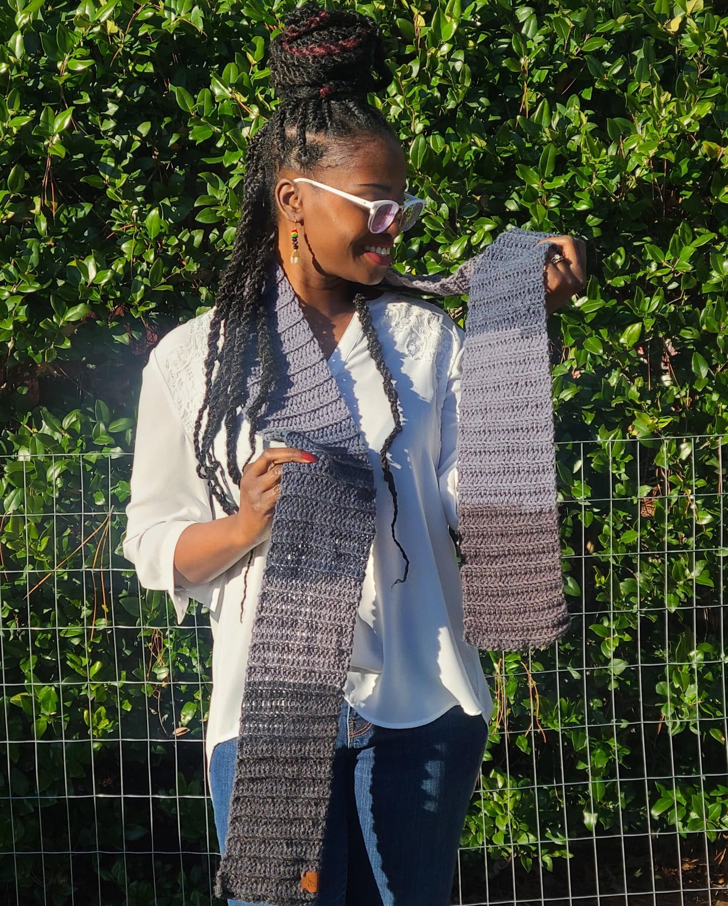 Blue and Grey Scarf Wool-3