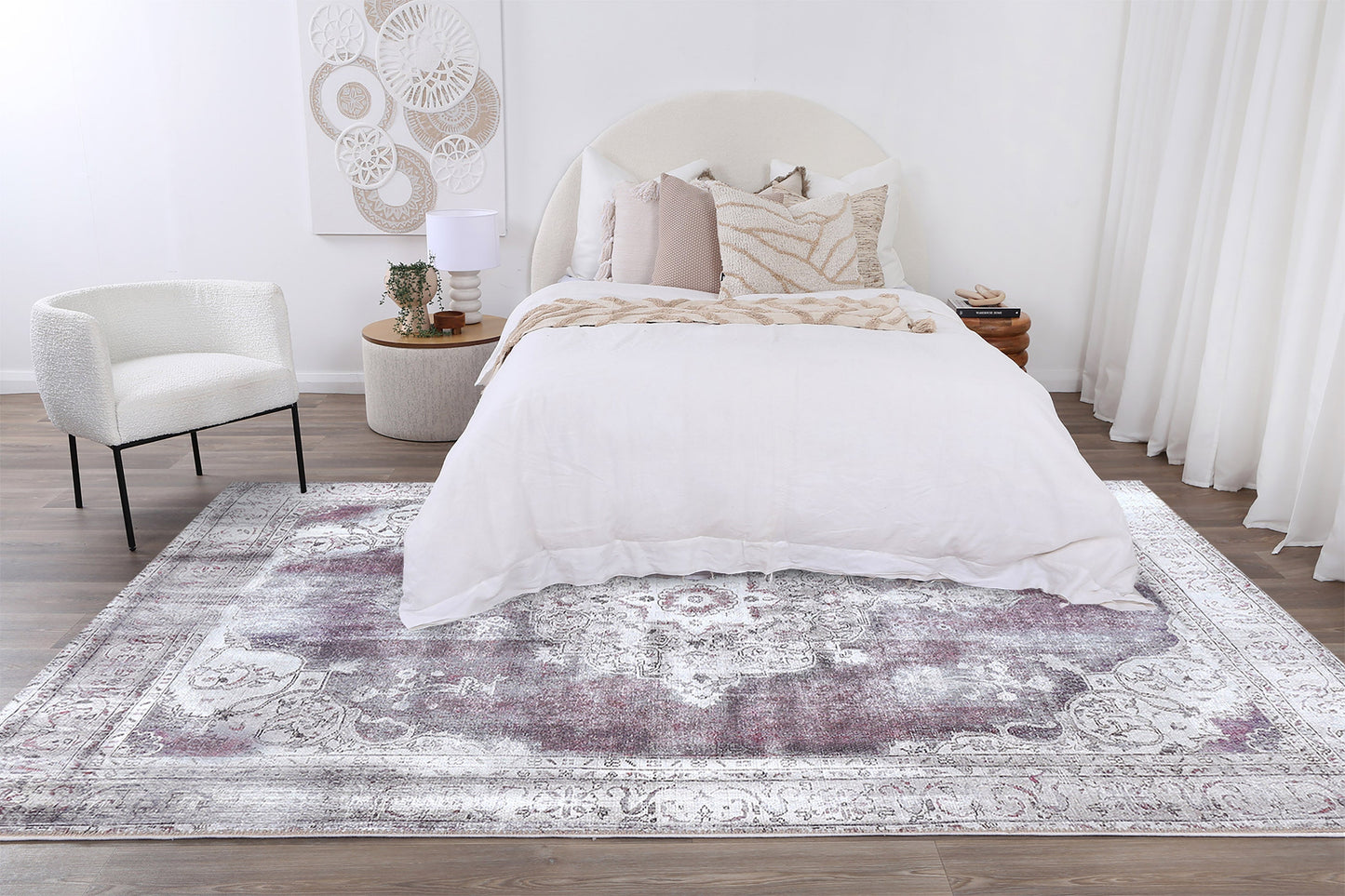 Rose Machine Washable in Purple Rug-2