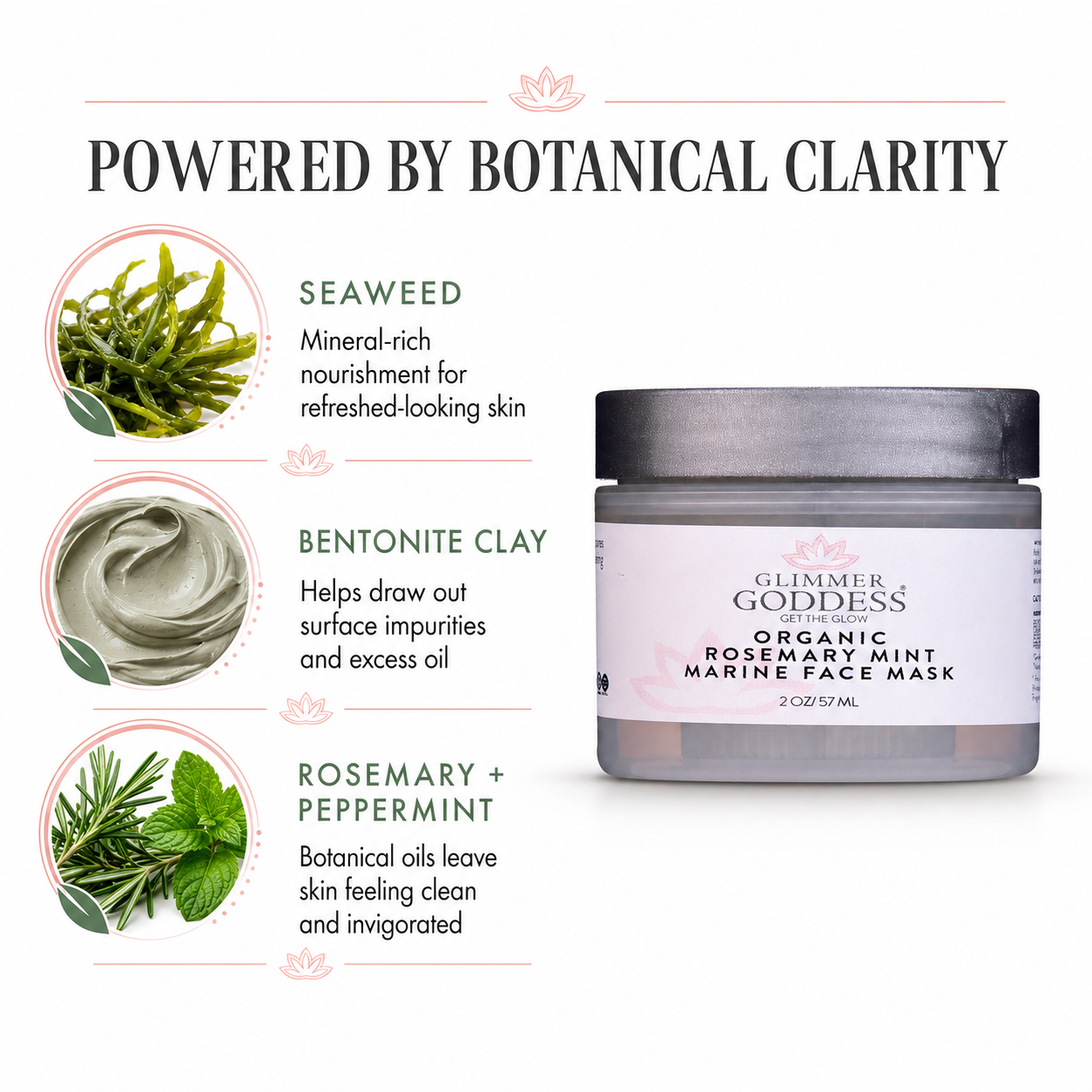 Organic Rosemary Mint Algae Face Mask for Acne & Rosacea