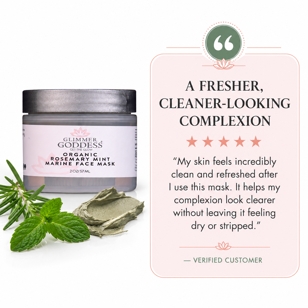 Organic Rosemary Mint Algae Face Mask for Acne & Rosacea