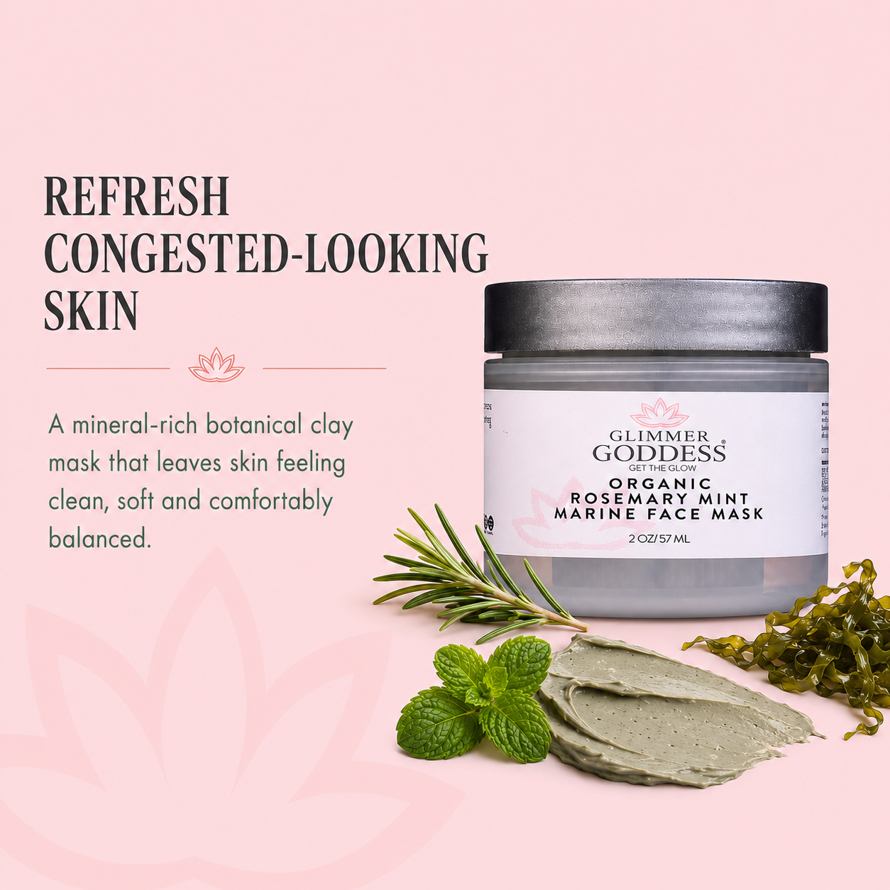 Organic Rosemary Mint Algae Face Mask for Acne & Rosacea