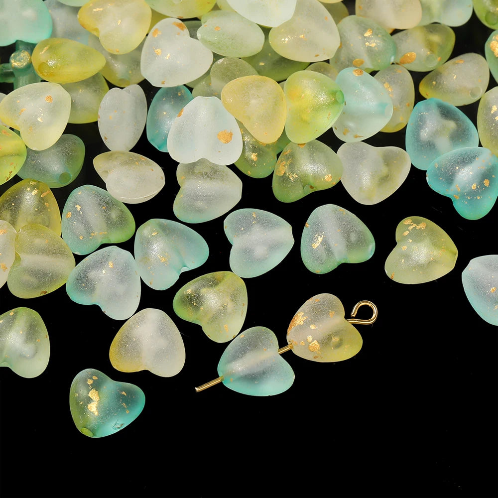 50pcs/lot Acrylic Heart Beads Gradient AB Color Large Crystal Loose Spacer Beads for Necklace Bracelet Pendant Jewelry Making