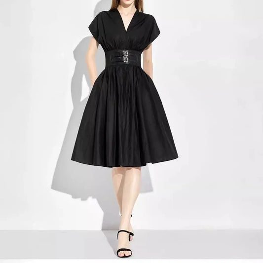 The Essential Black V-Neck Summer Dress