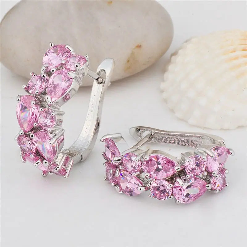 Pink Classic Stud Water Drop Earrings
